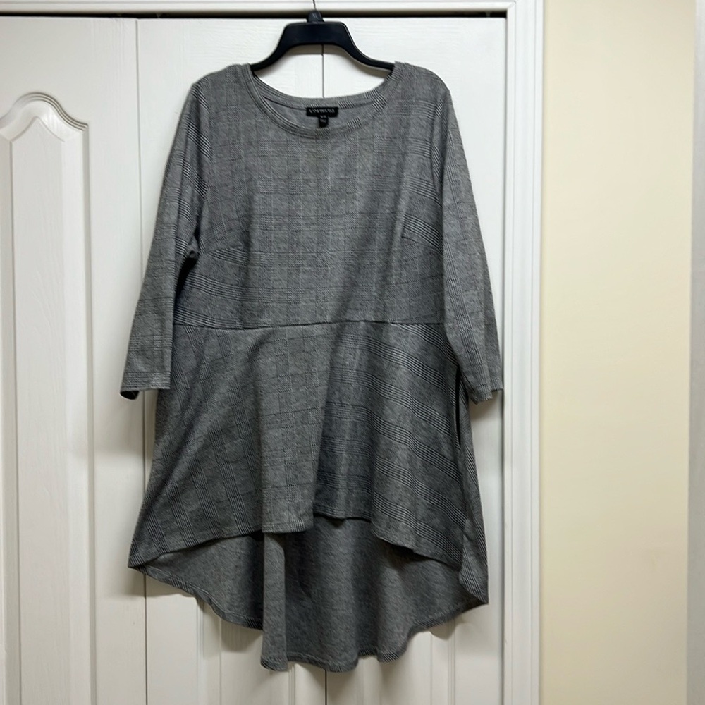 Lane Bryant Black and White Houndstooth High Low Dress Top Size 18/20
